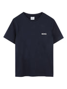 Set 2 T-shirt Boss Kids blu/bianca con stampa logo - Rubino Kids