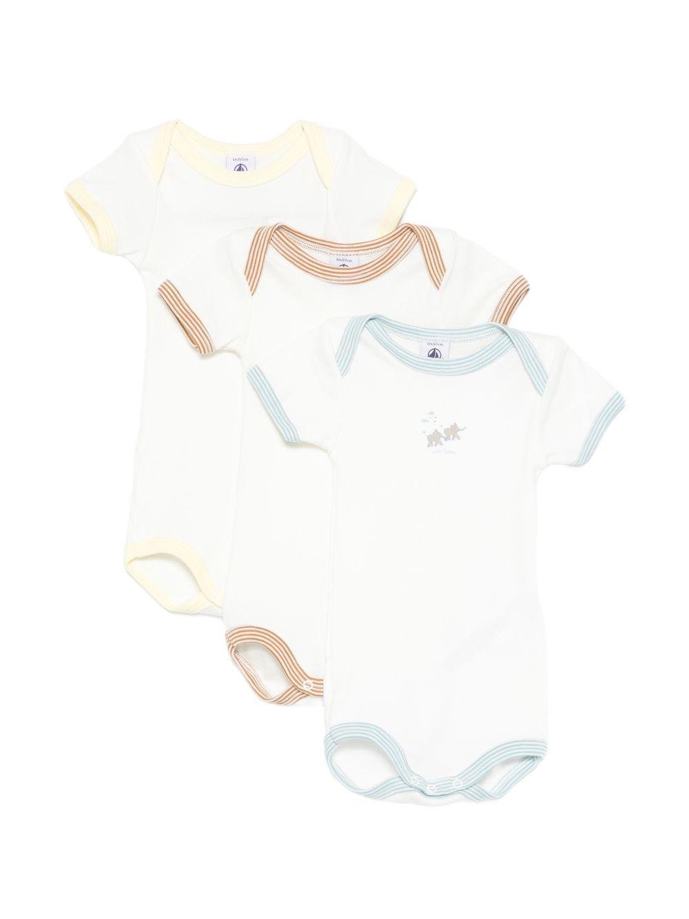 Set 3 pezzi per neonato Petit Bateau bianche a maniche corte - Rubino Kids