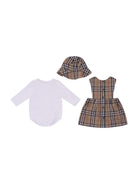 Set abito e body per neonata Burberry Kids beige con motivo a quadri - Rubino Kids