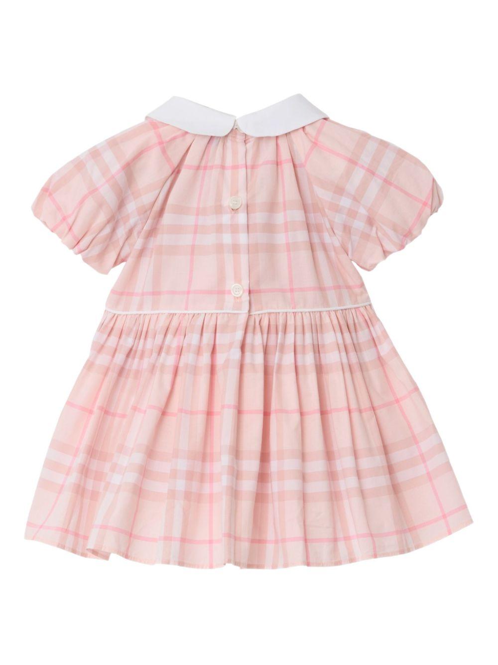Set abito e culotte per neonata Burberry Kids rosa con motivo a quadri - Rubino Kids