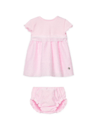 Set abito in tulle point d'esprit (2 pezzi) per neonata Paz Rodriguez rosa con dettaglio fiocco - Rubino Kids