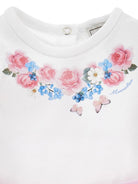 Set abito per bambina Monnalisa bianco con stampa a fiori - Rubino Kids