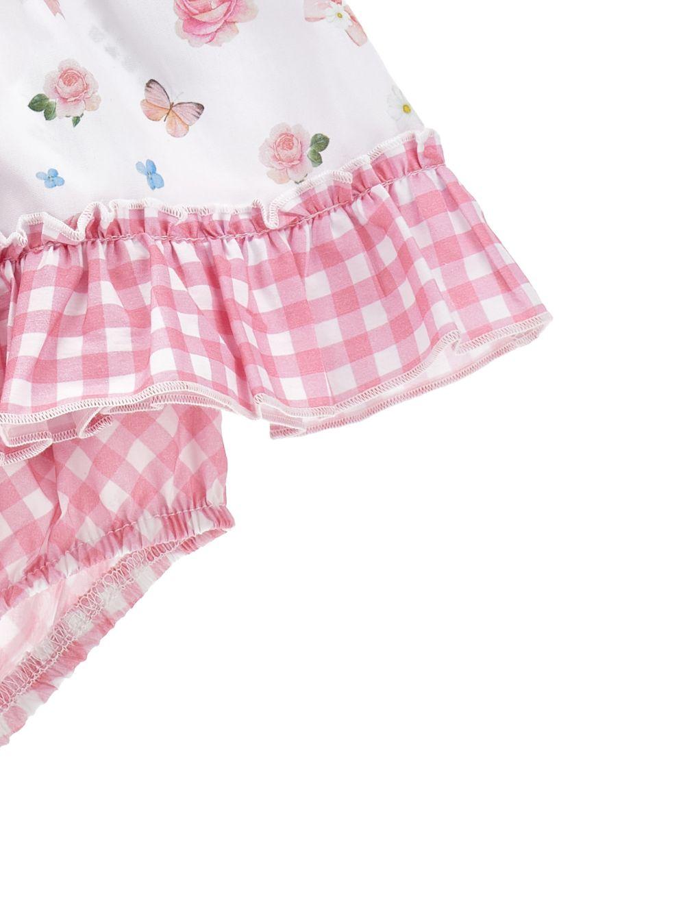 Set abito per neonata Monnalisa bianco a fiori con ruches - Rubino Kids