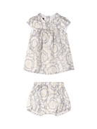 Set abito per neonata Versace Kids grigio con stampa Barocco - Rubino Kids
