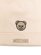 Set bavaglino con cappello per neonati Moschino Kids beige con ricamo di orsacchiotto - Rubino Kids