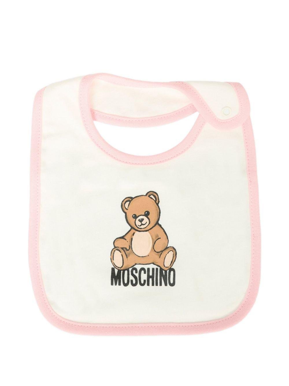 Set berretto e bavaglino per neonata Moschino Kids rosa con motivo Teddy Bear - Rubino Kids