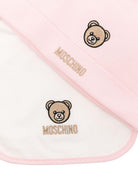 Set berretto e bavaglino per neonata Moschino Kids rosa con motivo Teddy Bear - Rubino Kids