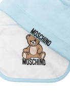 Set berretto e bavaglino per neonato Moschino Kids azzurro con motivo Teddy Bear - Rubino Kids