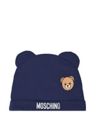 Set berretto e bavaglino per neonato Moschino Kids blu con motivo Teddy Bear - Rubino Kids