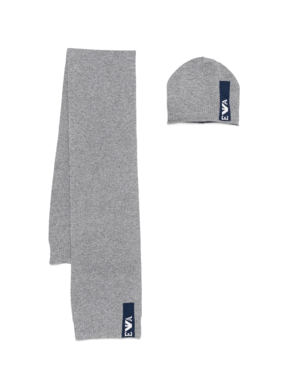 Set berretto e sciarpa per bambino Emporio Armani Kids grigio con dettaglio logo - Rubino Kids