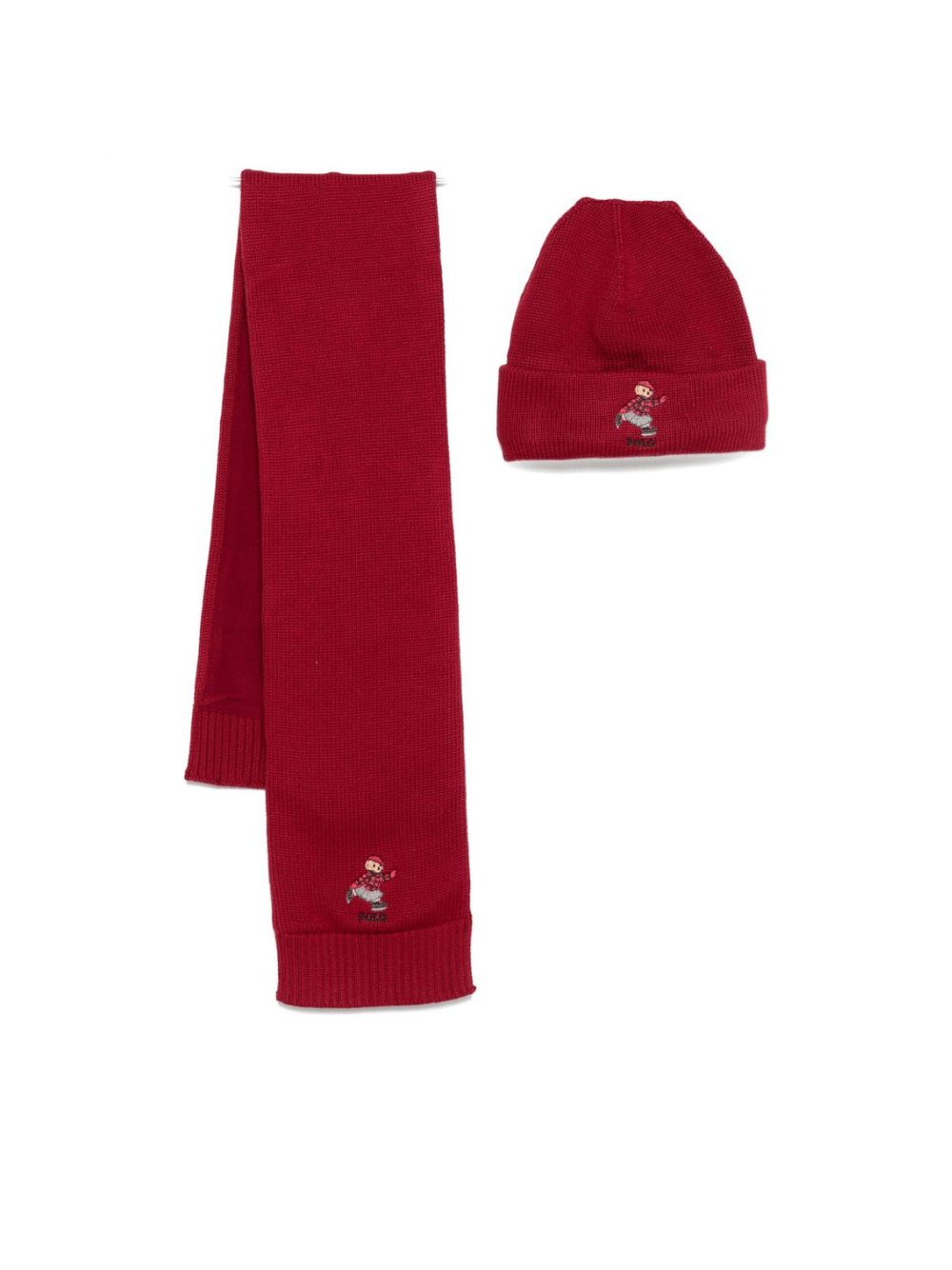 Set berretto e sciarpa per bambino Polo Ralph Lauren Kids rosso con ricamo Polo Bear - Rubino Kids