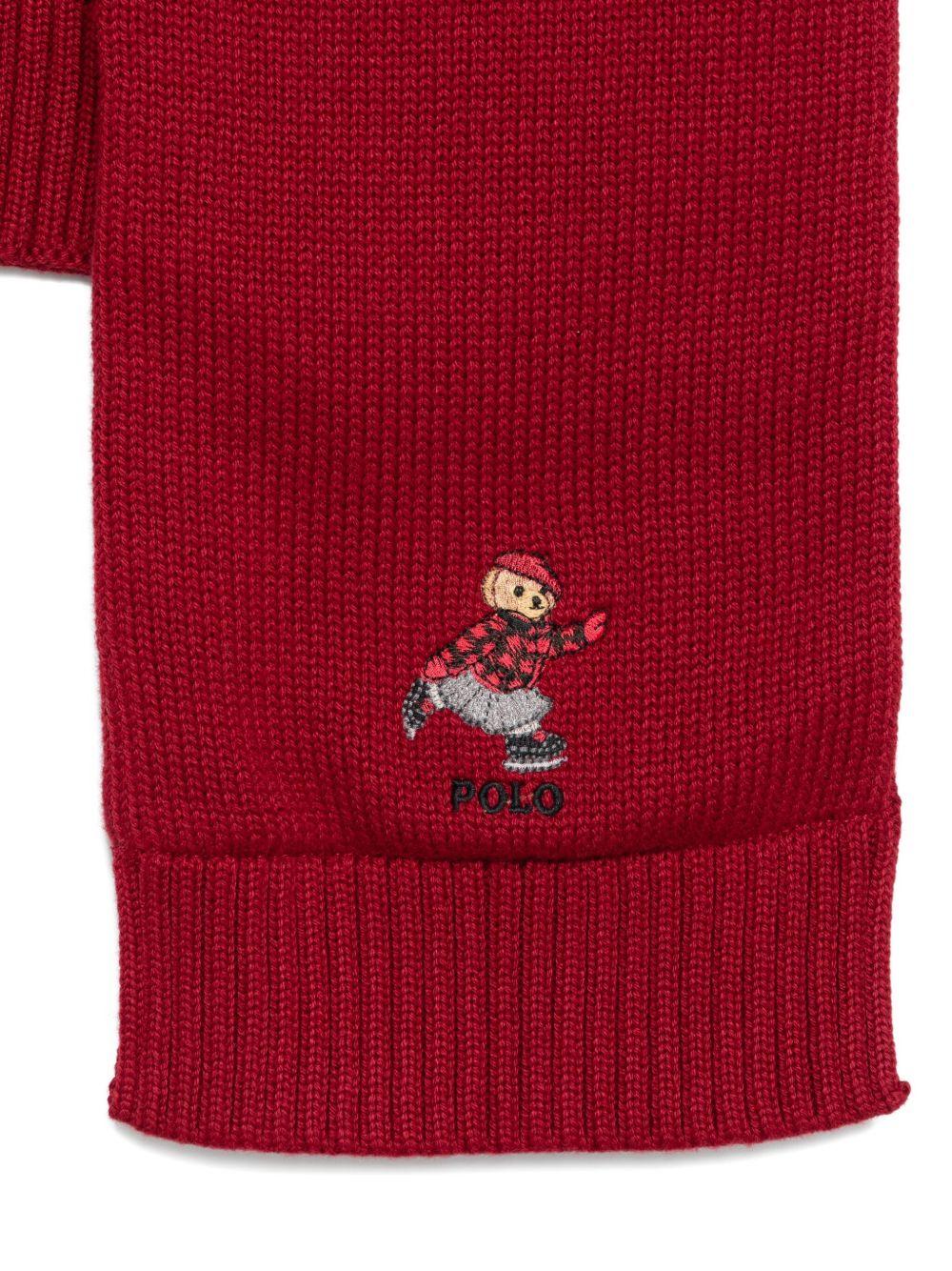 Set berretto e sciarpa per bambino Polo Ralph Lauren Kids rosso con ricamo Polo Bear - Rubino Kids