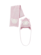 Set berretto e sciarpa per neonata Monnalisa rosa con pompon - Rubino Kids