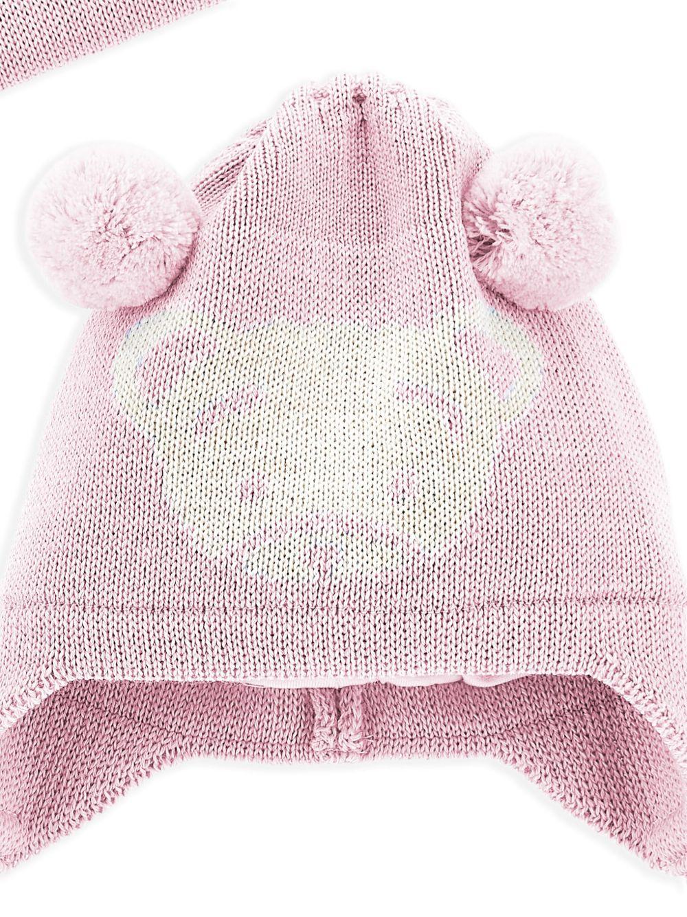 Set berretto e sciarpa per neonata Monnalisa rosa con pompon - Rubino Kids