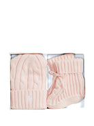 Set berretto e stivali per neonata Polo Ralph Lauren Kids rosa con maglia intrecciata - Rubino Kids