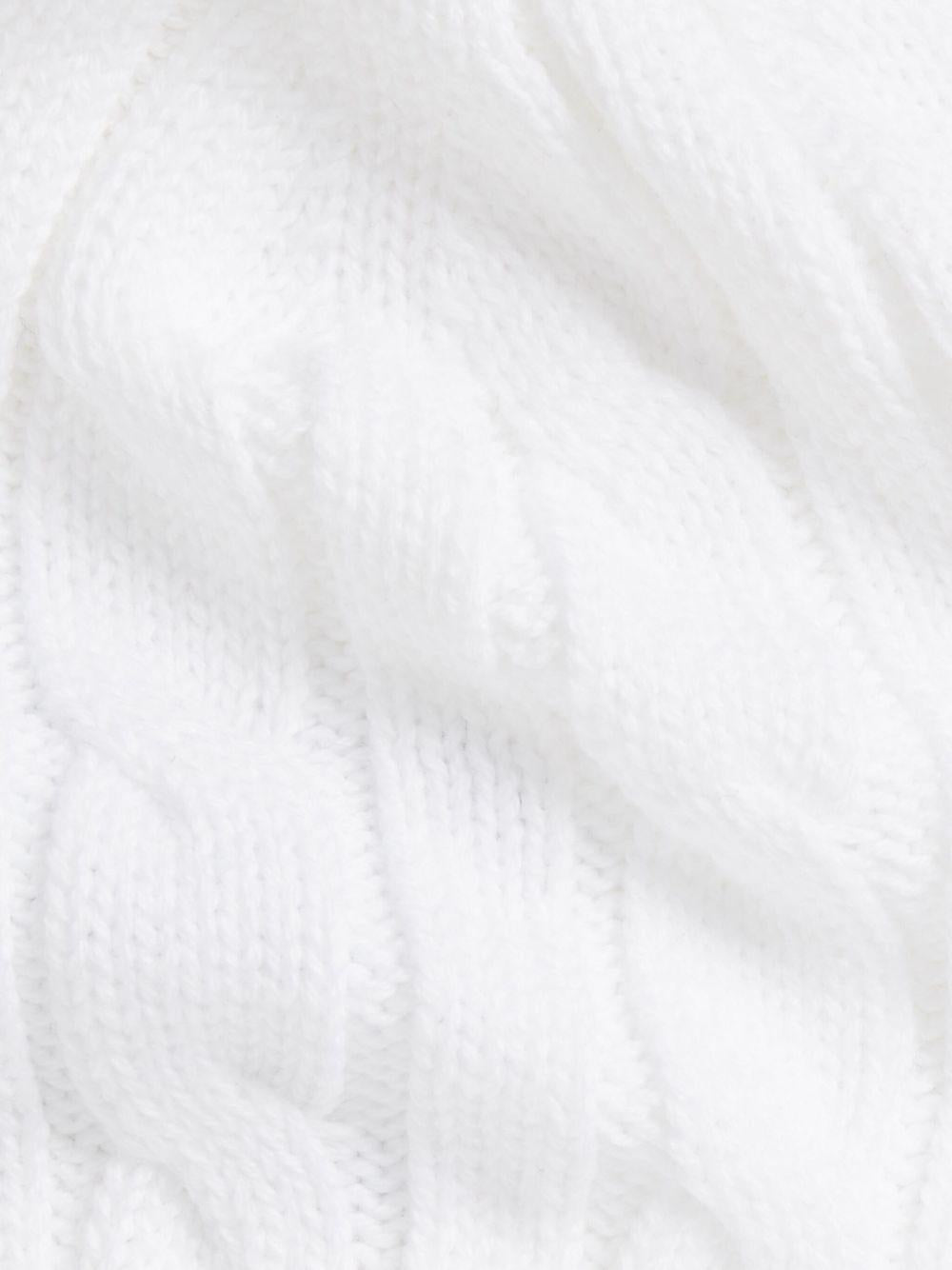 Set berretto e stivali per neonati Polo Ralph Lauren Kids bianco con design intrecciato - Rubino Kids