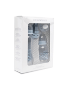 Set biberon e ciuccio per neonati Emporio Armani Kids azzurro con stampa - Rubino Kids