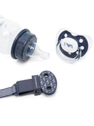 Set biberon e ciuccio per neonati Emporio Armani Kids blu con stampa - Rubino Kids