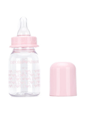 Set biberon per neonata Emporio Armani Kids rosa con stampa con monogramma