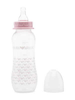 Emporio Armani Kids pink baby bottle set with monogram print