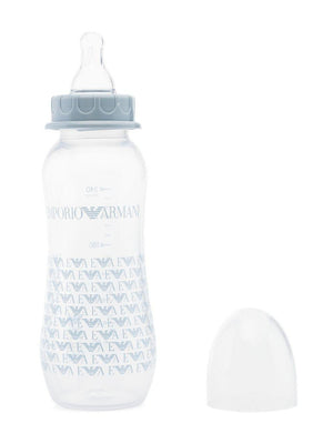 Emporio Armani Kids baby bottle set in light blue with monogram print