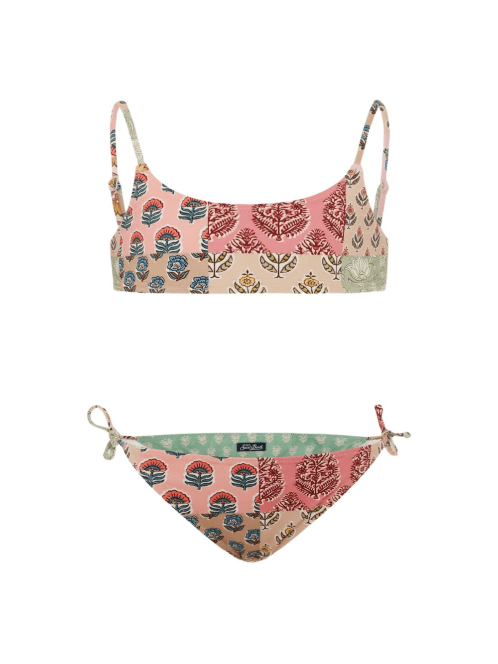 Set bikini per bambina MC2 Saint Barth Kids beige a fiori - Rubino Kids