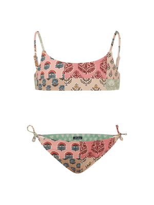 Set bikini per bambina MC2 Saint Barth Kids beige a fiori