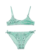 Set bikini per bambina MC2 Saint Barth Kids Paloma Jr verde con stampa paisley - Rubino Kids