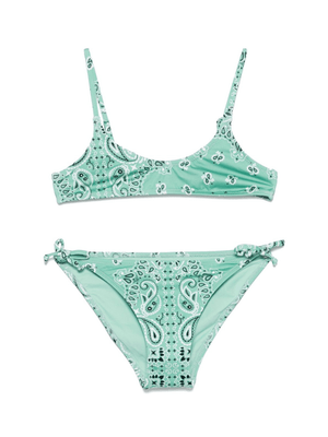 Set bikini per bambina MC2 Saint Barth Kids Paloma Jr verde con stampa paisley