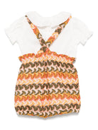 Set body in maglia per neonata La Stupenderia arancione con spalline incrociate - Rubino Kids