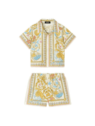 Set camicia con shorts per neonati Versace Kids bianco con stampa Underwater Barocco - Rubino Kids