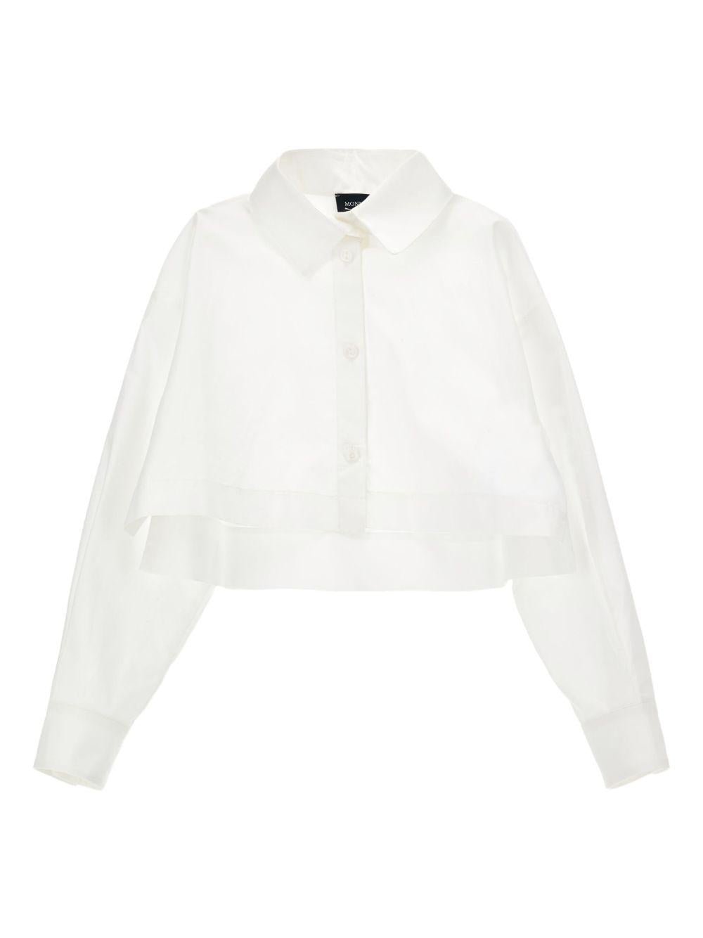 Set camicia crop e top per bambina Monnalisa bianca con colletto classico - Rubino Kids