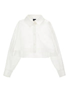 Set camicia crop e top per bambina Monnalisa bianca con colletto classico - Rubino Kids