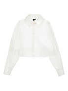 Set camicia crop e top per bambina Monnalisa bianca con colletto classico - Rubino Kids