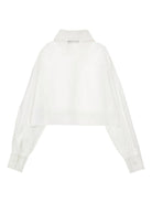 Set camicia crop e top per bambina Monnalisa bianca con colletto classico - Rubino Kids