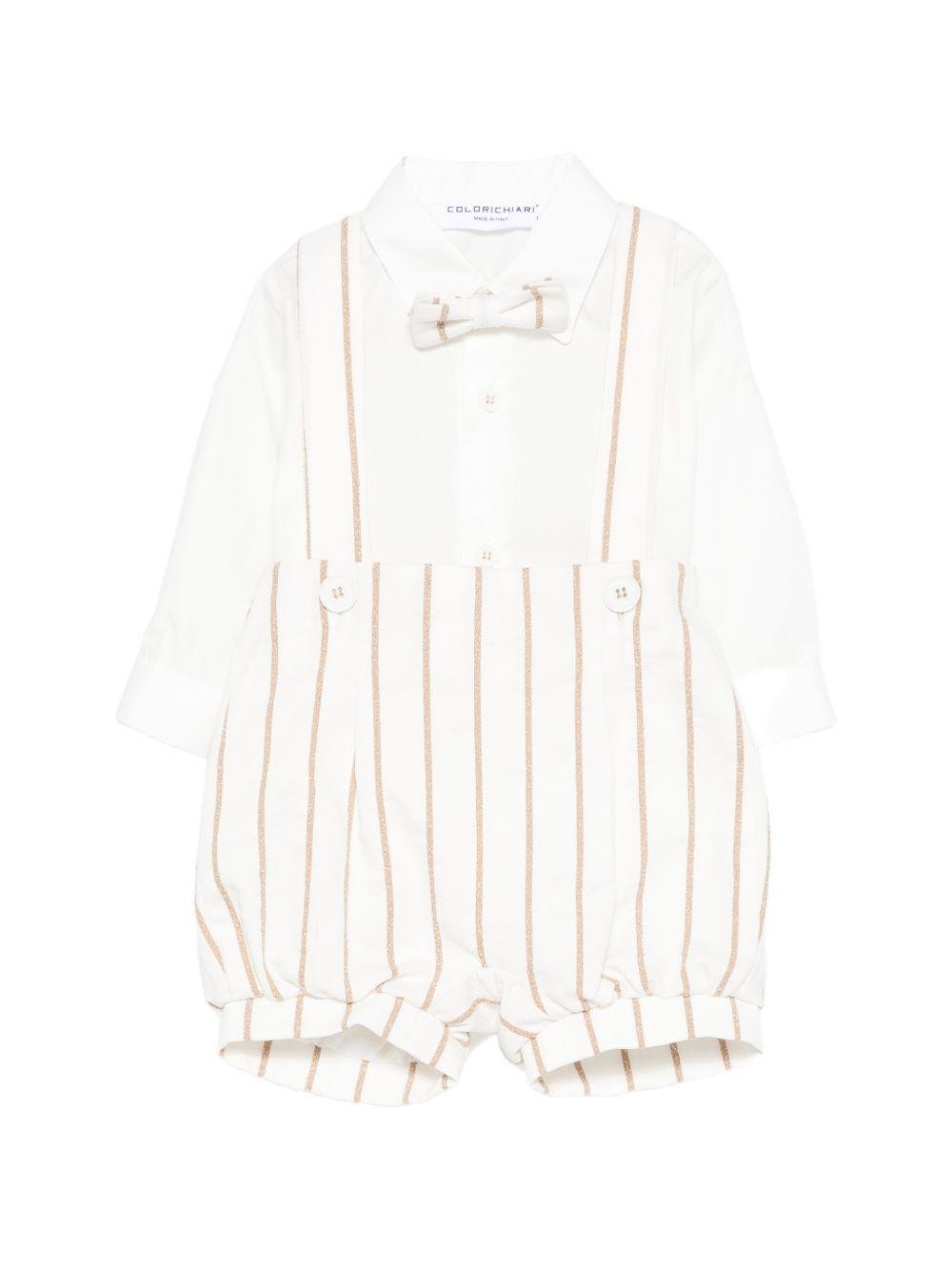 Set camicia e pantaloni per neonato Colorichiari bianco a righe (3 pezzi) - Rubino Kids