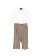 Set camicia e pantaloni per neonato Fay Kids marrone con logo ricamato - Rubino Kids
