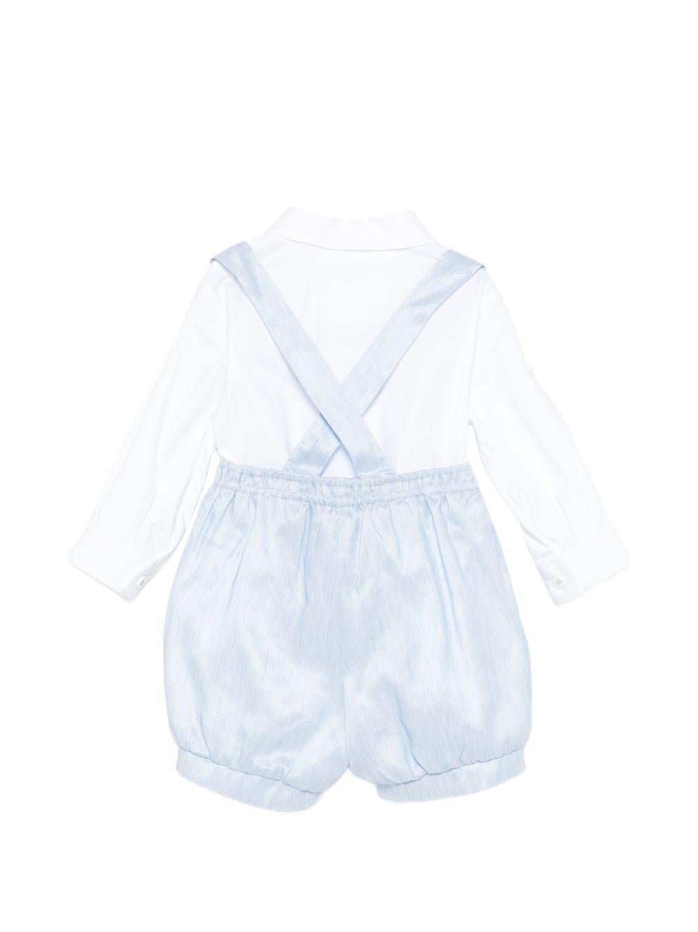 Set camicia e salopette per neonato Colorichiari azzurro con bretelle - Rubino Kids