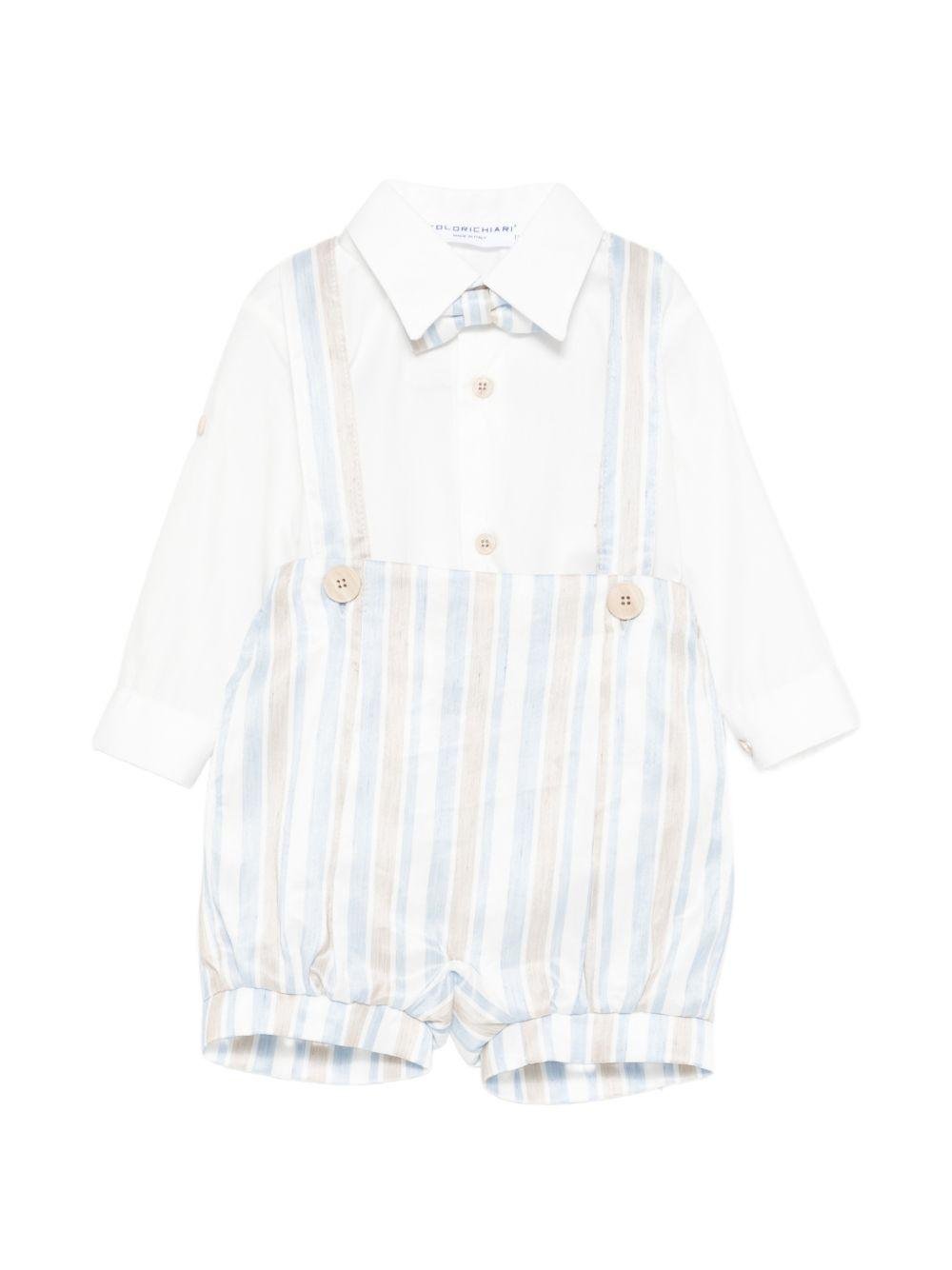 Set camicia e salopette per neonato Colorichiari bianco a righe (2 pezzi) - Rubino Kids