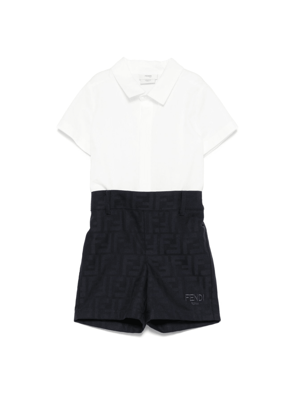 Set camicia e shorts per neonato Fendi Kids bianco a maniche corte - Rubino Kids