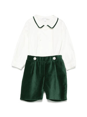 Set camicia e shorts per neonato Mariella Ferrari bianco e verde in velluto