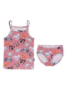 Set canotta e slip per bambina Molo rosa con stampa animali - Rubino Kids