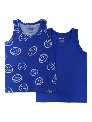 Molo Jayden Blue Smiley Print Tank Top Set for Boys