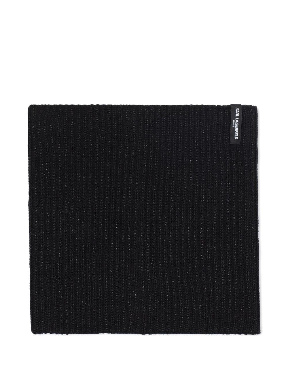 Set cappello e sciarpa per bambini Karl Lagerfeld neri con motivo con gatto - Rubino Kids