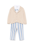 Set cardigan, camicia e shorts per neonato Colorichiari azzurro e beige a righe - Rubino Kids