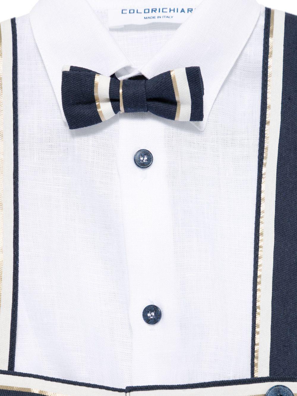 Set cardigan, camicia e shorts per neonato Colorichiari blu e bianco a righe - Rubino Kids