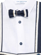 Set cardigan, camicia e shorts per neonato Colorichiari blu e bianco a righe - Rubino Kids