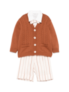 Set cardigan, camicia e shorts per neonato Colorichiari marrone e beige a righe - Rubino Kids