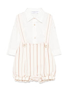 Set cardigan, camicia e shorts per neonato Colorichiari marrone e beige a righe - Rubino Kids