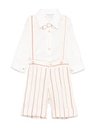 Set cardigan, camicia e shorts per neonato Colorichiari marrone e beige a righe - Rubino Kids
